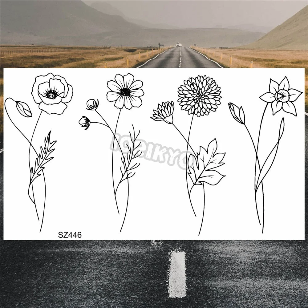 Minimalist Polar Bear Small Temporary Tattoos For Women Men Realistic Dandelion Hummingbird Fake Tattoo Sticker Forearm Tatoos