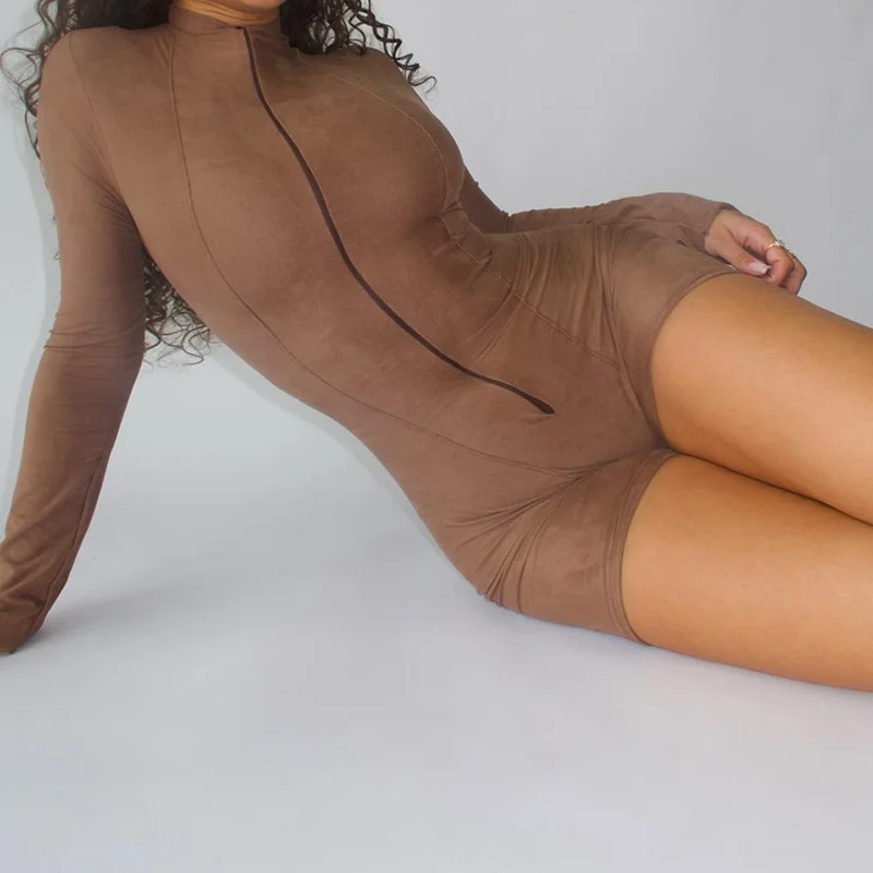 Uveng Uveng Burst Jumpsuit Zipper High-Collar Women's Tight-Sleeved Jumpsuit