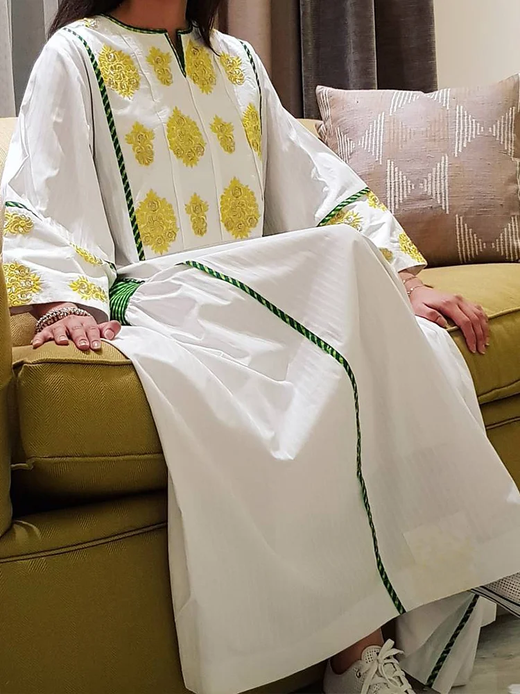 Gold gild loose sleeve maxi kaftan dress فساتين