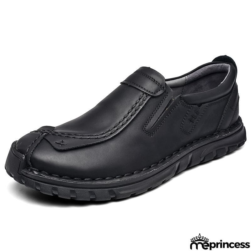 Vintage Style Contrast Stitching Flat Sole Soft Footbed Low-Top Loafers