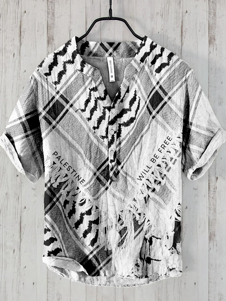 Men's Palestine Will Be Free Linen Blend Cozy Shirt