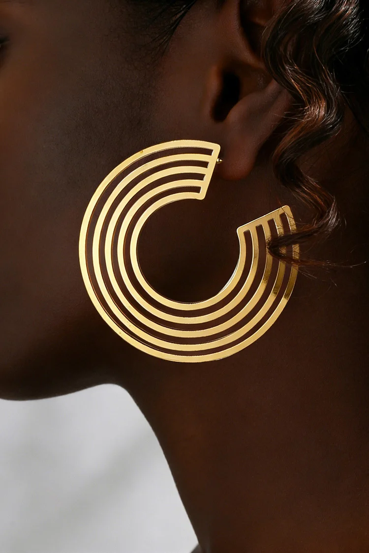 Fashion Gold Geometric Hollow Out Circle Earrings 2024 - Xpluswear