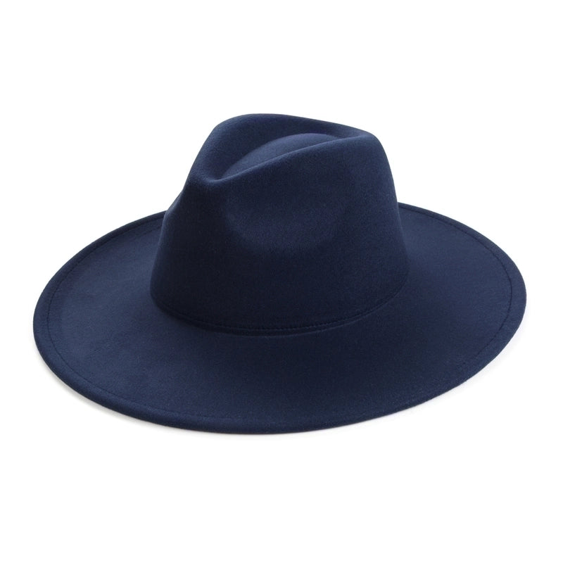 Unisex Elegant Solid Color Big Eaves Fedora Hat