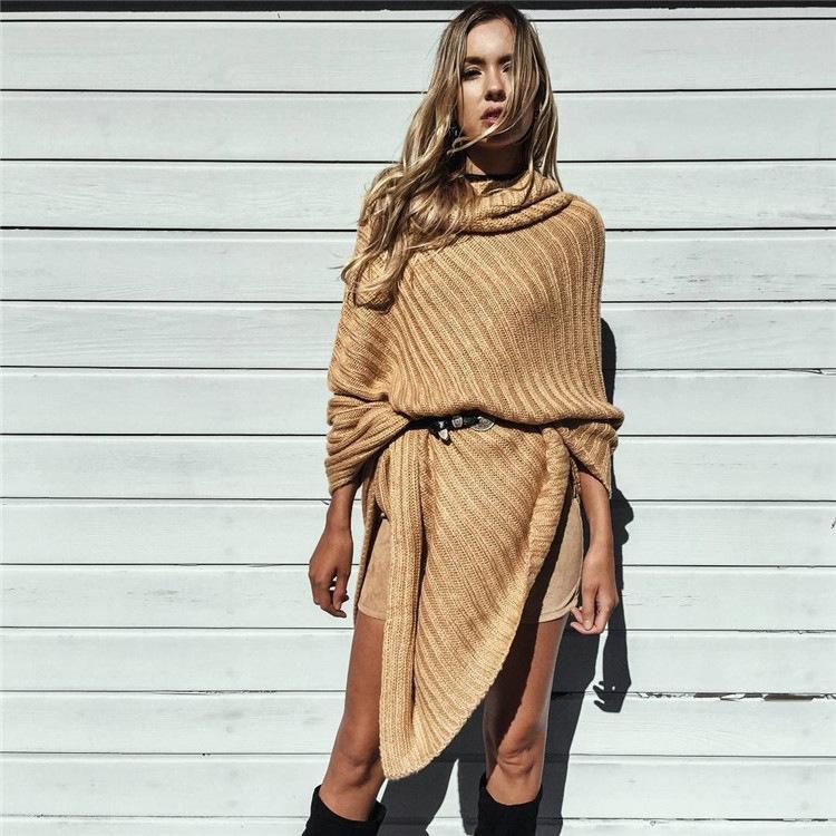 Rotimia All-Matched High Neck Cloak Sweater