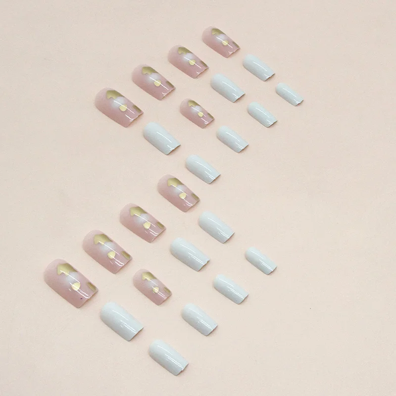 Churchf Churchf And Long European Square Fresh Pure Color Nail Gold Foil Eggshell Fragments Ins Wind Fake Nails Wear Nail Tablets
