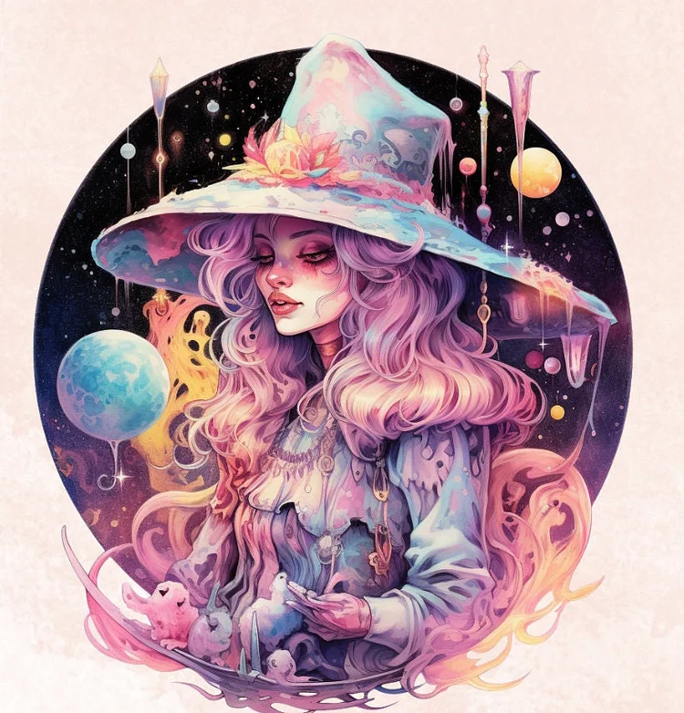 Candy Halloween Witch 40*40CM (Canvas) Full Round Diamond Painting gbfke