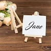 10 Pack | 5" Natural Mini DIY Tabletop Wooden Display Easel Stands, Rustic Place Card Table Number Holders