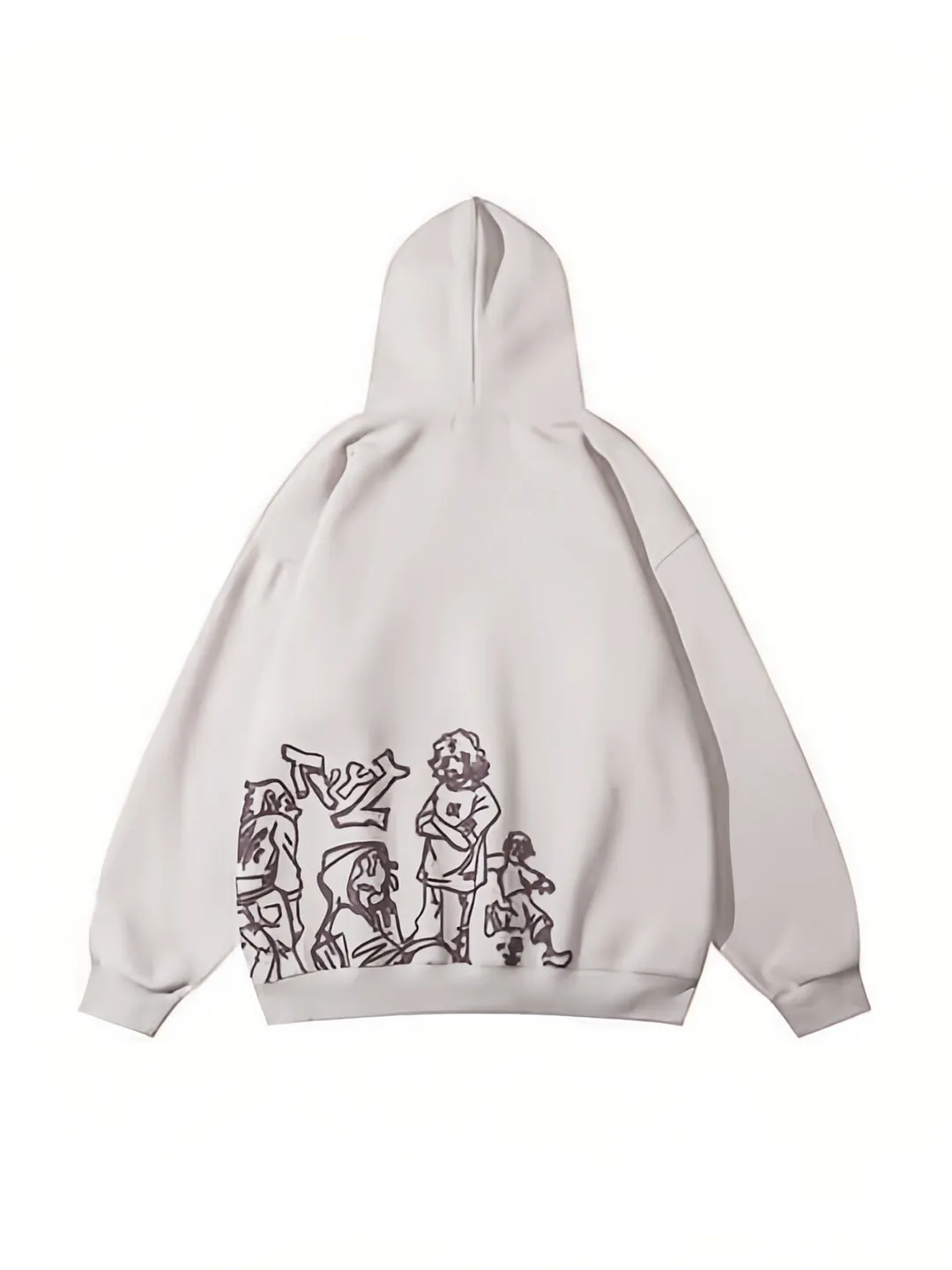 Brownm hoodie with hood and graffiti print