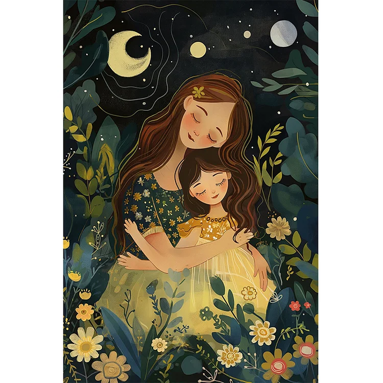 Moon·Mother And Child 40*60CM (Canvas) Full Round Drill Diamond Painting gbfke