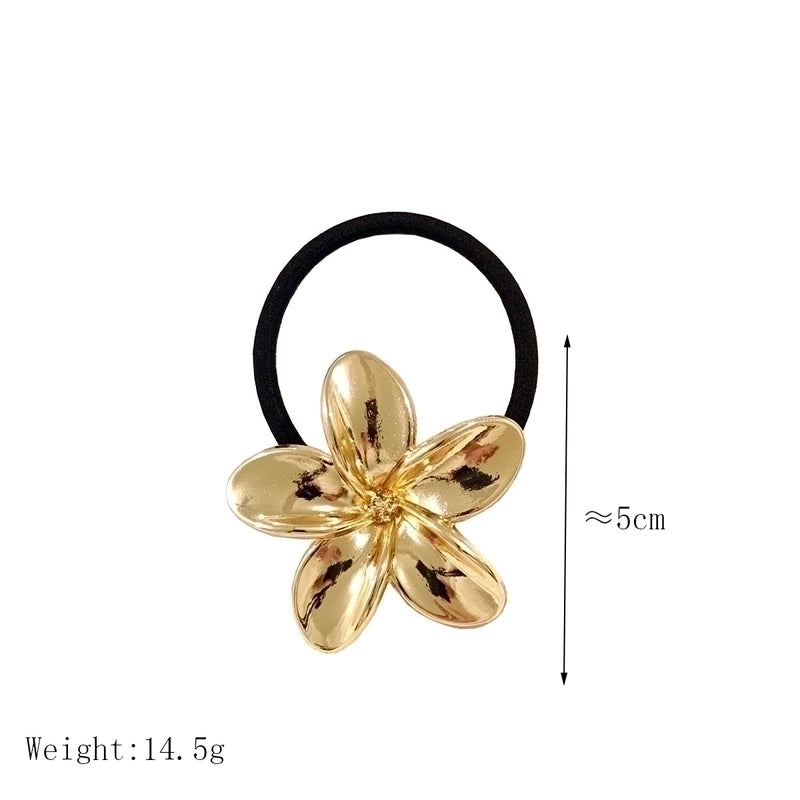 Women’s IG Style Basic Sweet Red Heart Flower Bow Knot Alloy Three-dimensional Imitation Pearl Hair Tie