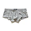 Men's sexy simple boxer briefs solid color button convex bag boxer briefs