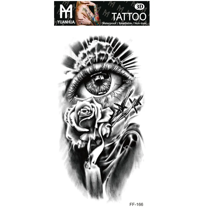 Sdrawing Forest Tattoo Sticker for Men Women Children Tiger Wolf Death Skull Temporary Tattoo Fake Henna Skeleton King Animal Tatoo