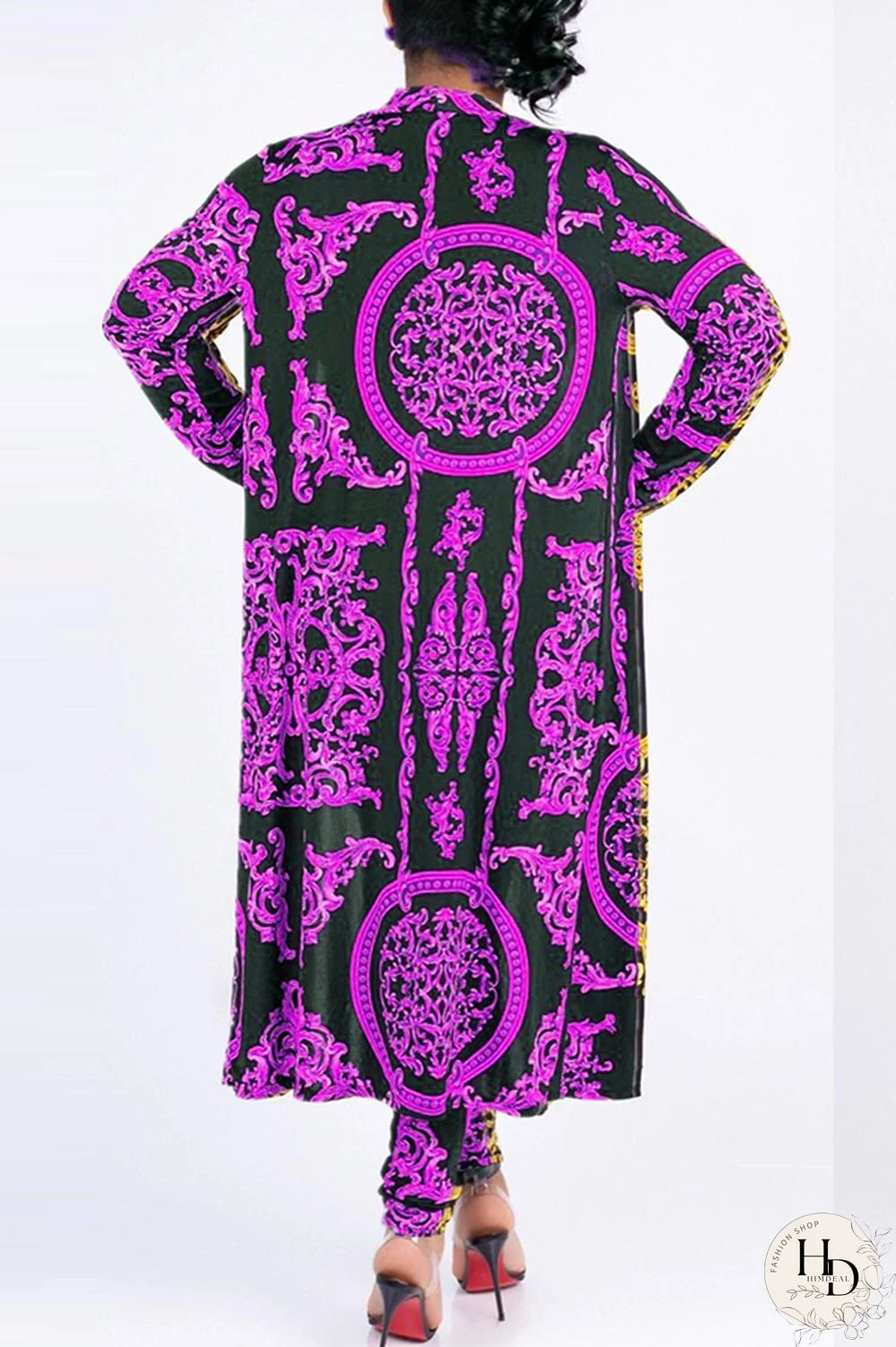 Blue Casual Printed Blending Two-piece Pants Set(Without T-shirt)