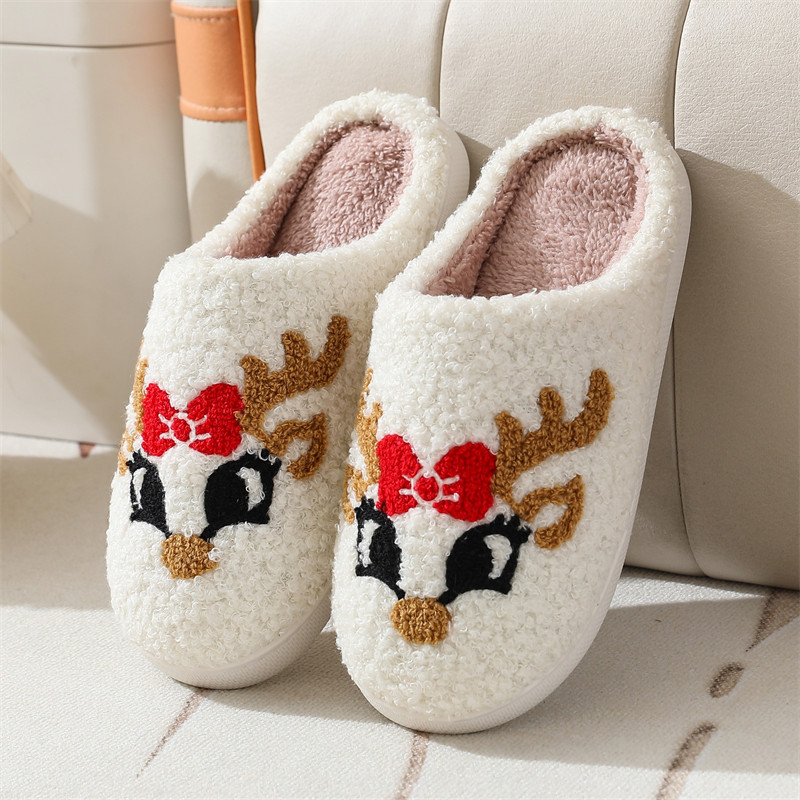 Unisex Embroidered Warm Home Santa Claus Cotton Slippers