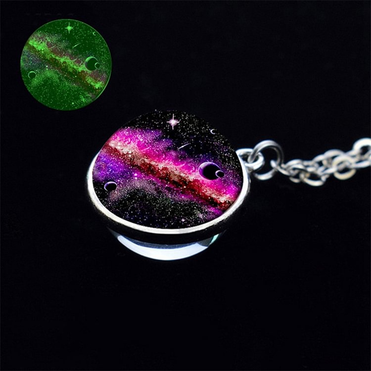 Glow In The Dark Galaxy Glass Necklace