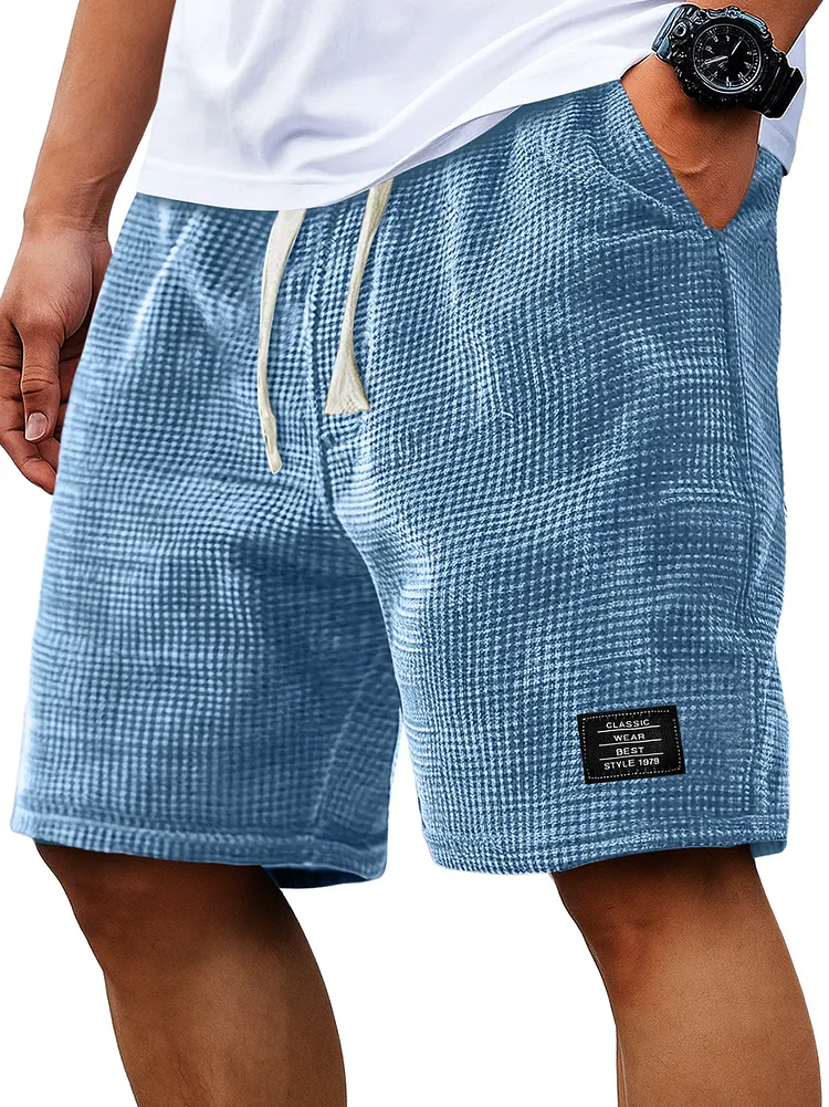 Men's Everyday Corduroy Waffle Embroidered Logo Casual Shorts-Customized products