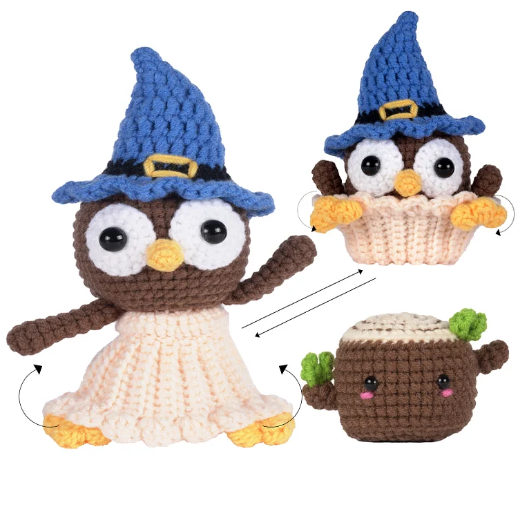 YarnSet - Halloween Crochet Kit For Beginners - Flip Flop - Owl