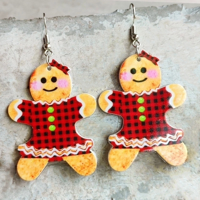 Cute Christmas Tree Gingerbread Arylic Women’s Earrings 1 Pair