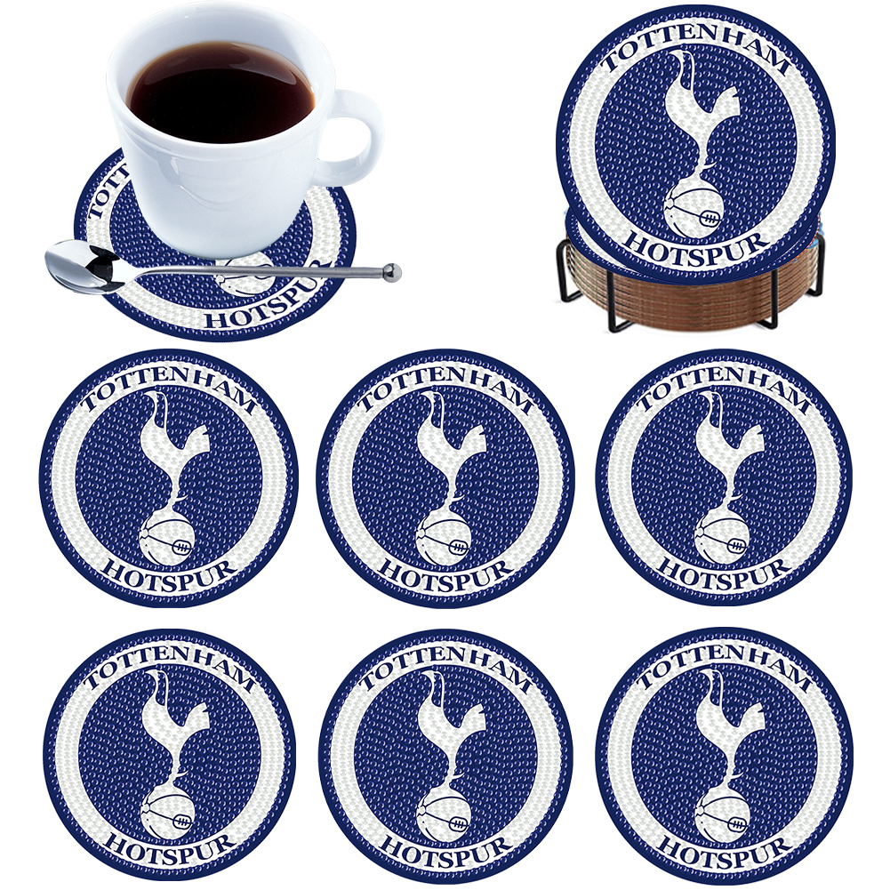 6Pcs Wooden Football Club Diamond Painting Coasters DIY Coaster Diamond Dot Kits