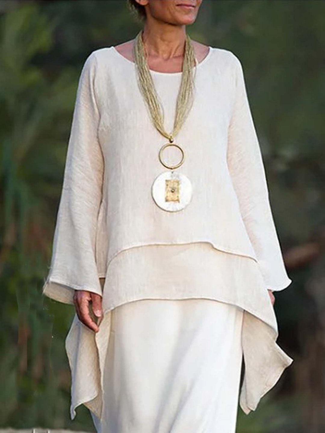 Flare Sleeve Tiered Hem Blouse