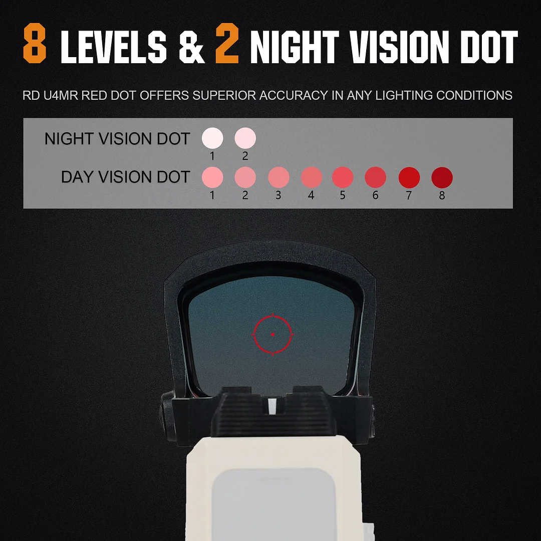 ohhunt&reg; RD U4MR Extra-Large Window Shake Awake Red Dot Sight with Multi-Reticle, Solar Panel, Side-Mounted Battery, RMR Footprint Cut & Picatinny Mount