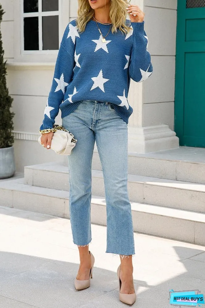 White Star Knitting Long Sleeve Sweater