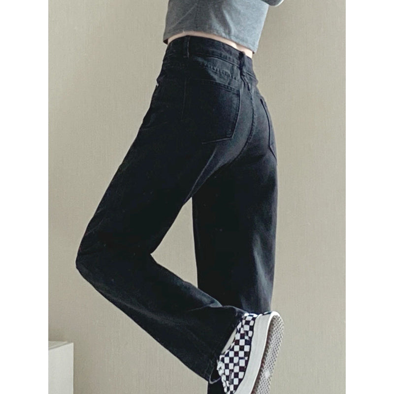Aiertu casual outfits Loose Narrow Wide Leg Pants Black Straight Jeans Women's Early Autumn American Style aiertu