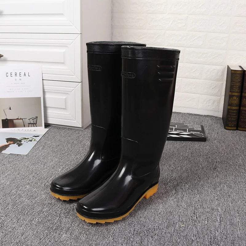 Canrulo Men Rain Boots Workplace Kitchen Waterproof Anti-skip Anti-oil Labor Shoes Male Rainy Car Washing Men's Shoes tyu78