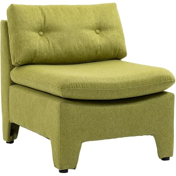 Modern Accent Chair, Upholstered Living Room Chairs with Pillow, Single Sofa Side Chair with Wood Legs for Living Room, Bedroom, Balcony