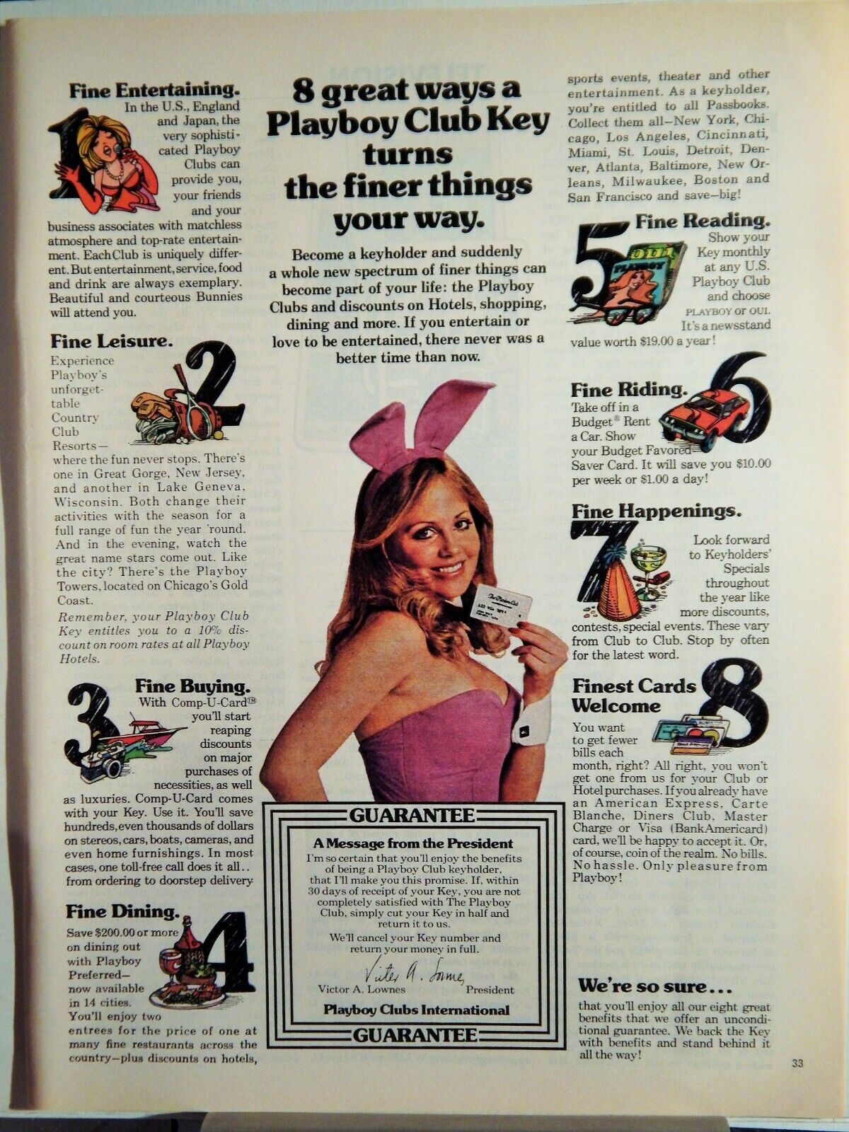 PLAYBOY CLUB KEY CARD ORIG. VTG 1977 Photo Poster painting AD,