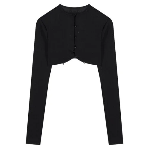 Sexy Cardigan T-shirt Women's Autumn 2022 New Design Sense Niche Short Black Long-sleeved Tops Suit 3-piece Set