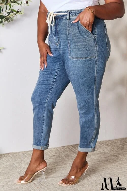 MidiSono - Judy Blue Full Size High Waist Drawstring Denim Jeans