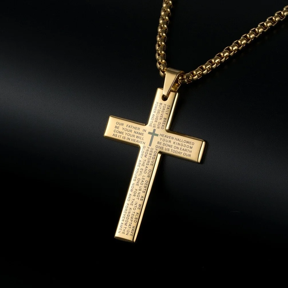 Vintage Cross Pendant Necklace with Box Chain Jewelry-VESSFUL
