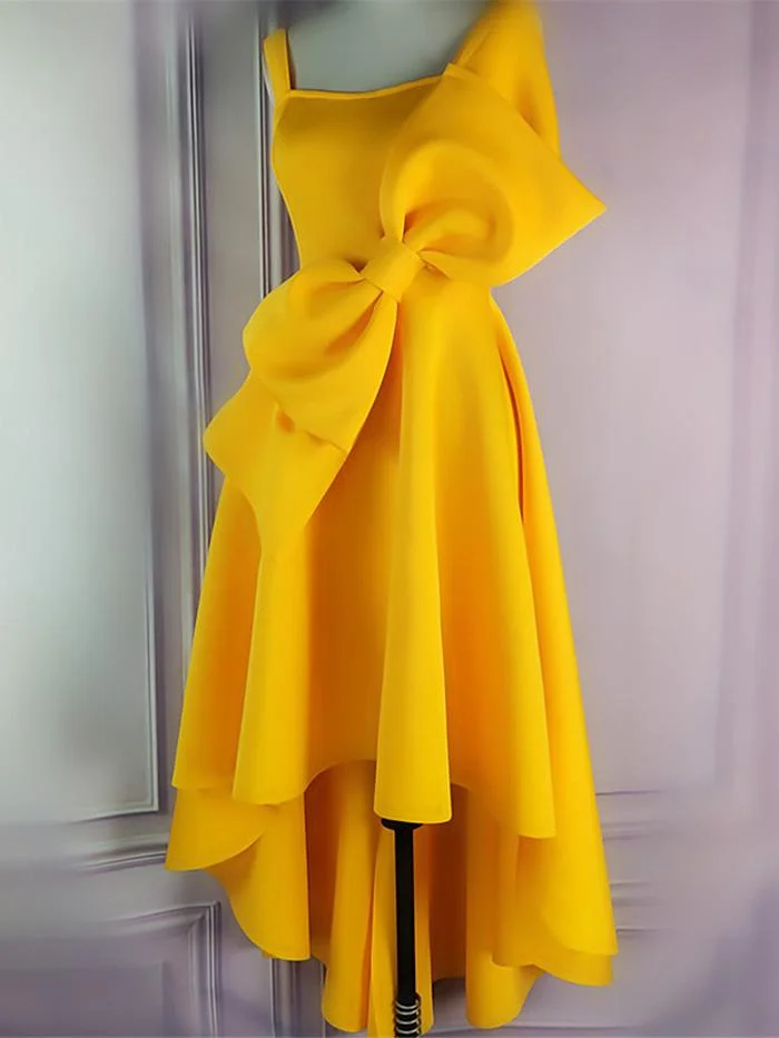 Sling Halter High Waist Bow Ruffled Dress