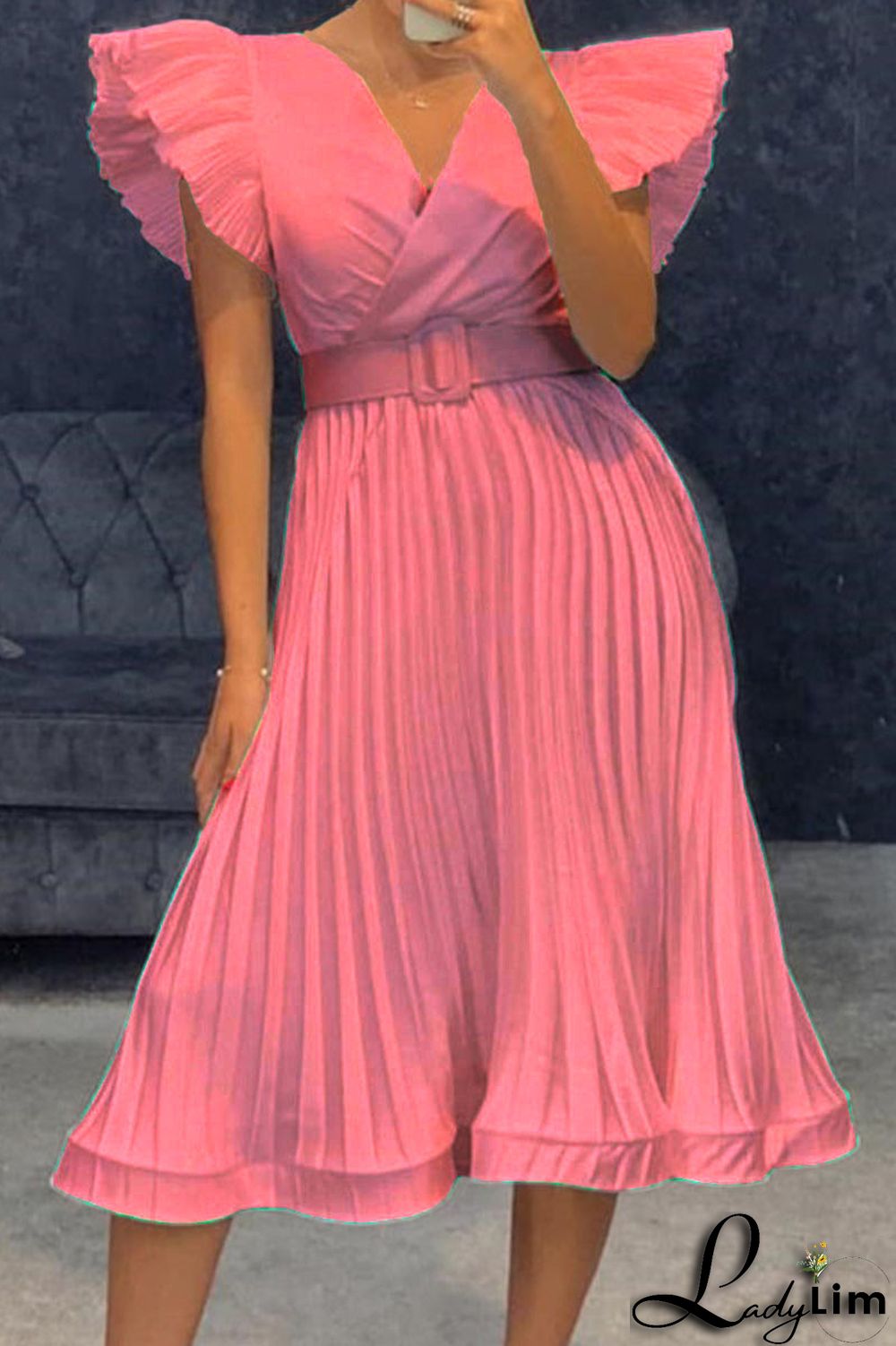 White Casual Solid Patchwork Fold V Neck Straight Dresses