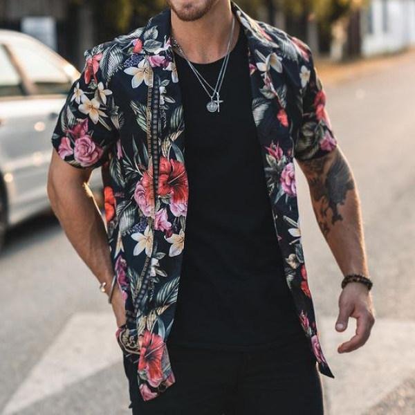 Floral Print Fashion Short-sleeved Shirt