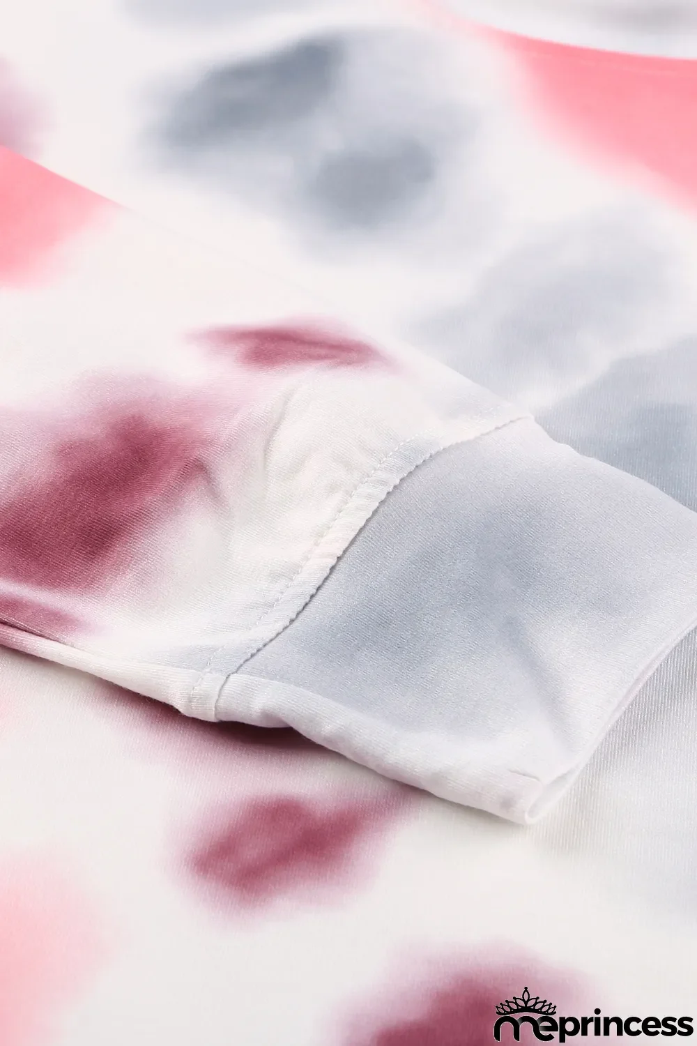 Pink Casual Tie-dye Round Neck Sweatshirt