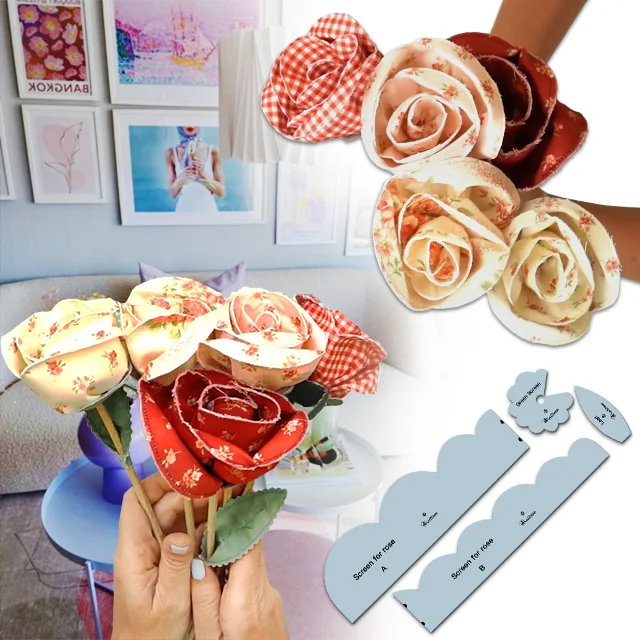 Fabric Roses With Instructions + Template