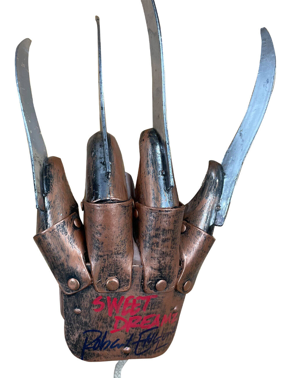 Freddy Krueger Plastic Glove Sweet Dreams Red Black Signed by Robert Englund COA