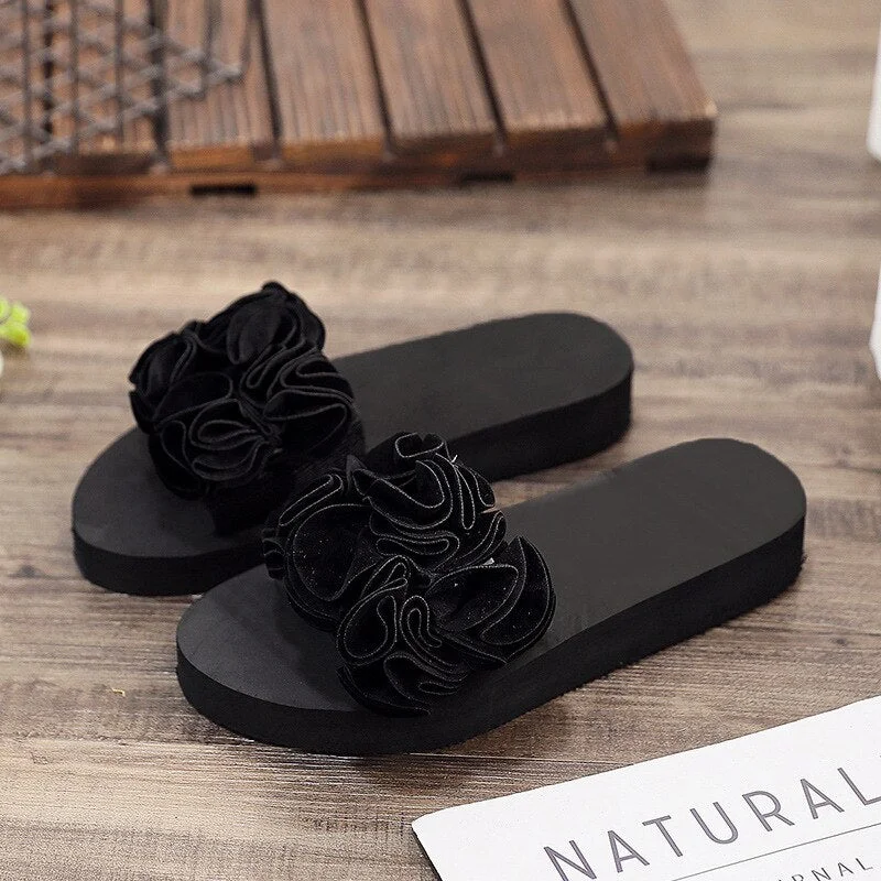 2021  Women Bow Summer Sandals Slipper Indoor Outdoor Flip-flops Beach Shoes New Fashion Female Casual flower Slipper gift
