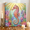DIY Pearl Painting Seahorse for Home Wall Decor with Frame(25x25cm)