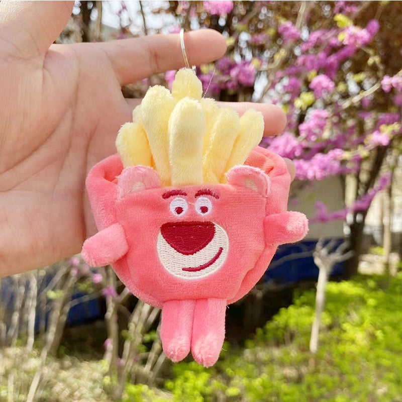 3 Pieces Cute Novelty Toast Hamburger Hot Dog Pp Cotton Plush Unisex Bag Pendant Keychain