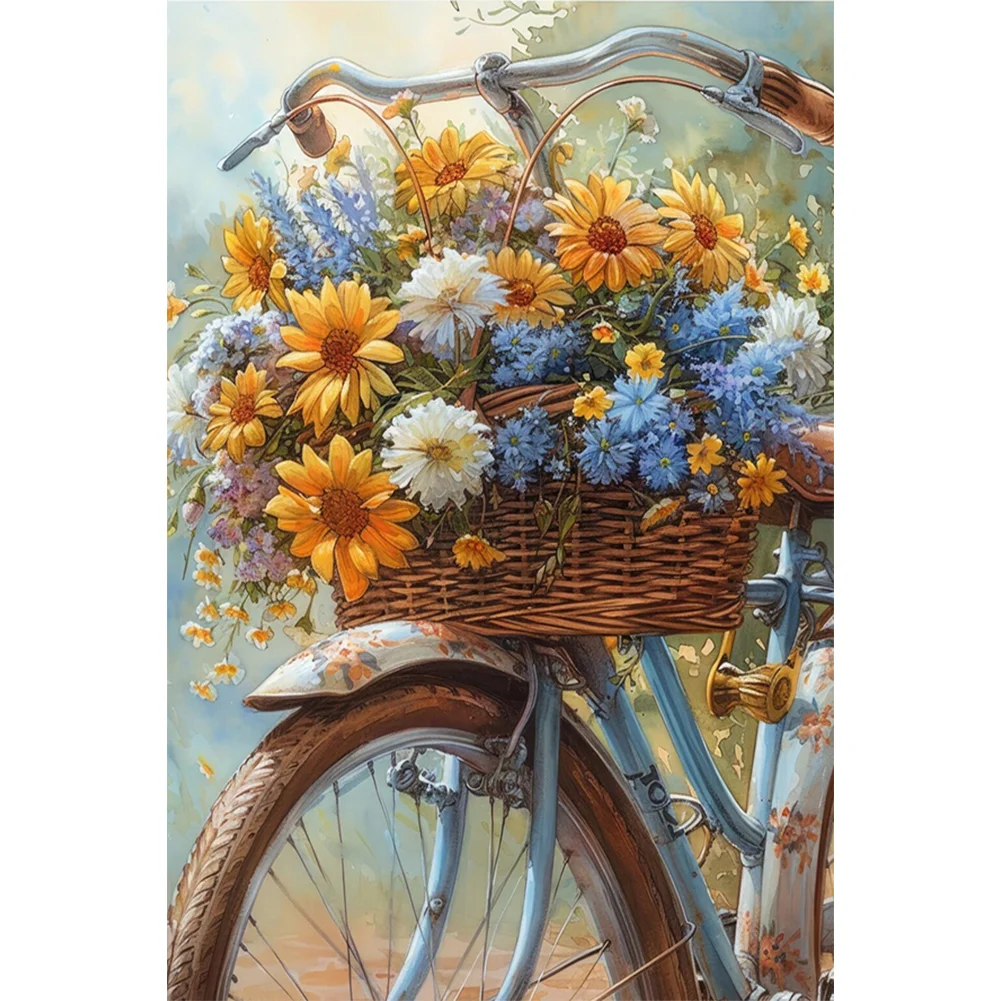 Full Round Diamond Painting - Flower Bike(Canvas|40*60cm)