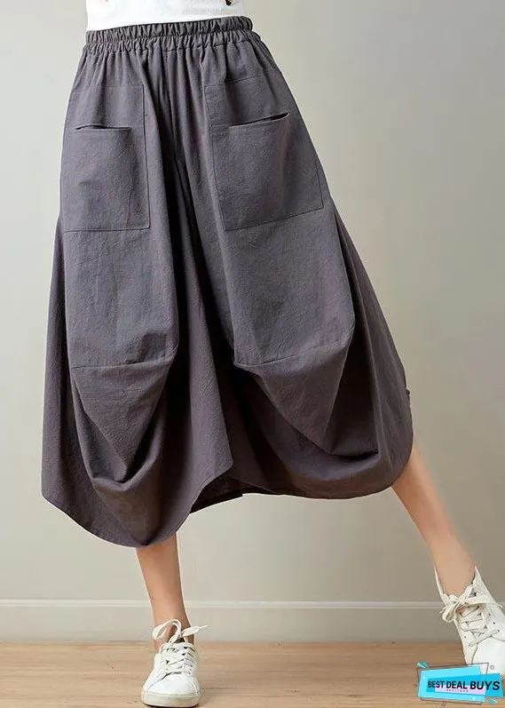 Stylish solid lantern Cotton Linen Skirts Summer