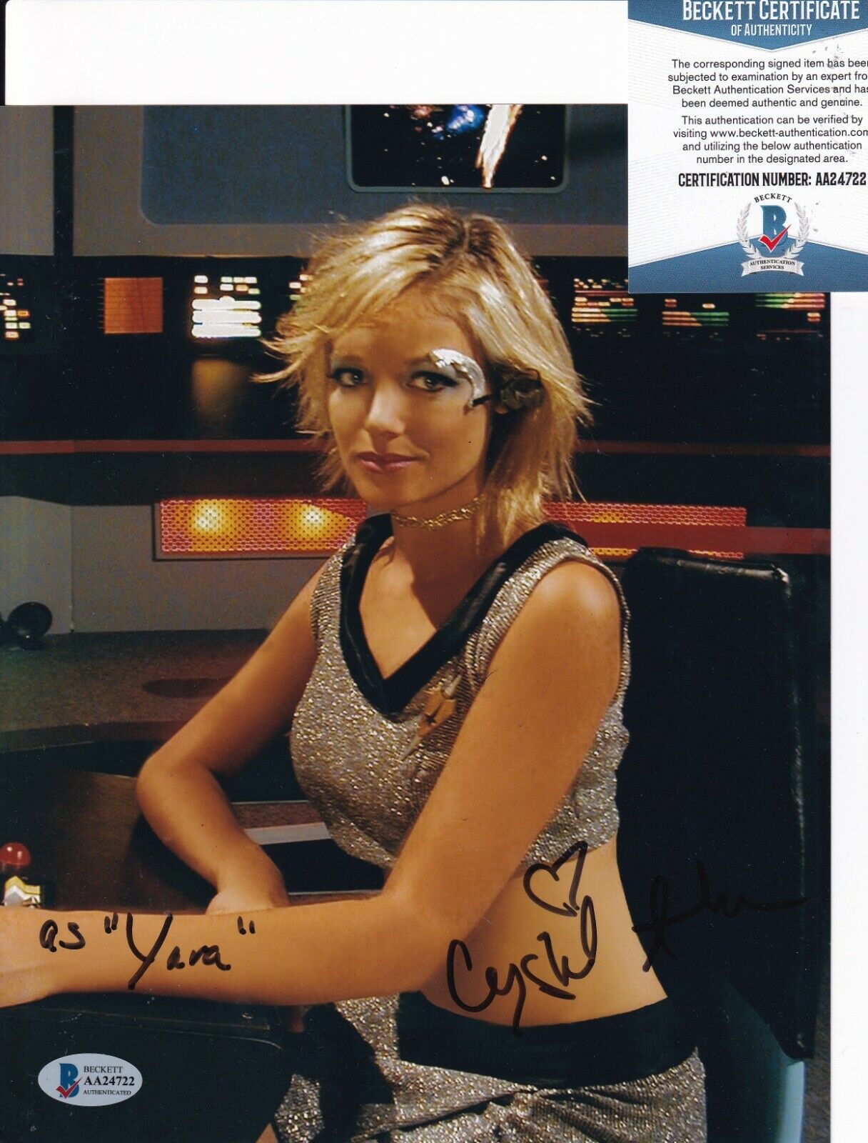 CRYSTAL ALLEN signed (STAR TREK) Conqueror Navigator Yara 8X10 BECKETT AA24722