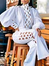 Solid Color Hollow Split-Joint Long Sleeve Loose Casual Suit