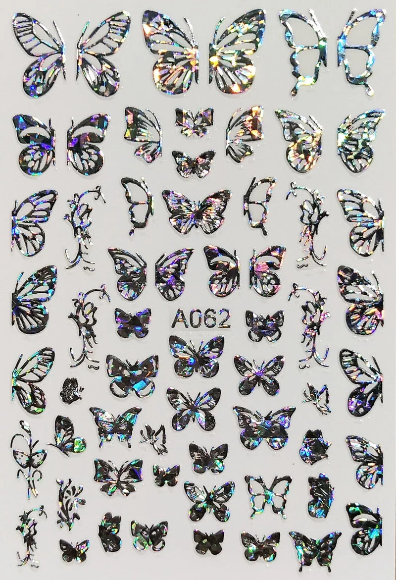 New Arrive Nail Art Sticker Decal Decoration Glow In Dark Butterfly Nail Stickes Back Glue Moon Manicure Sticker on Nails Design