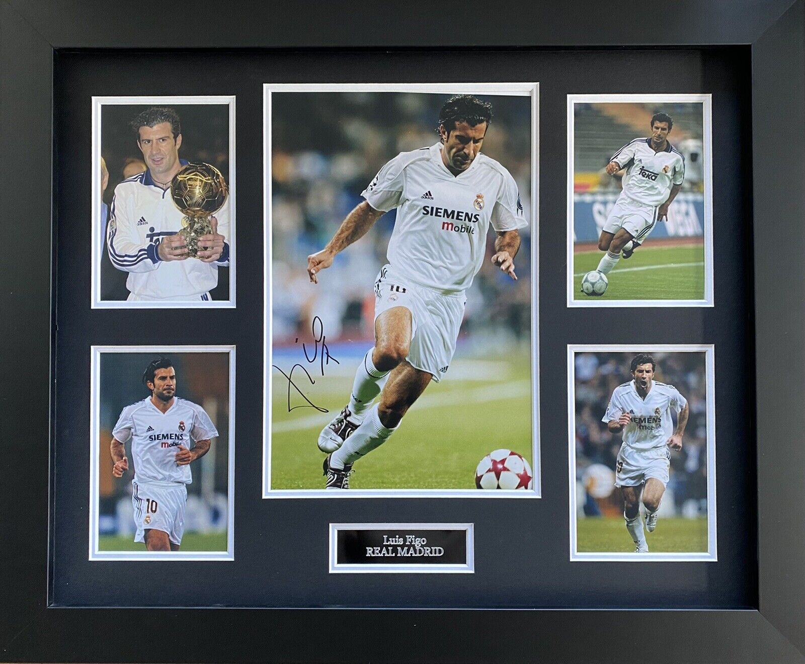 Luis Figo Hand Signed Real Madrid Photo Poster painting In 20x16 Frame Display, Portugal, Inter