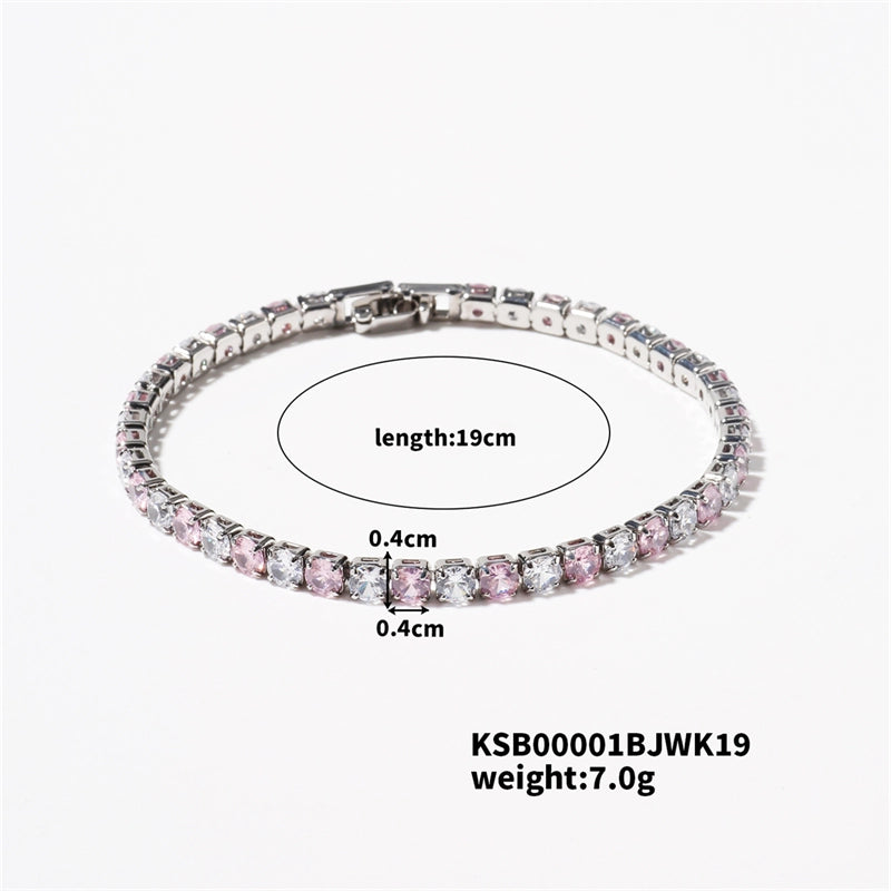 Hip-Hop Solid Color Copper Inlay Zircon K Gold Plated Rhodium Plated Unisex Tennis Bracelet