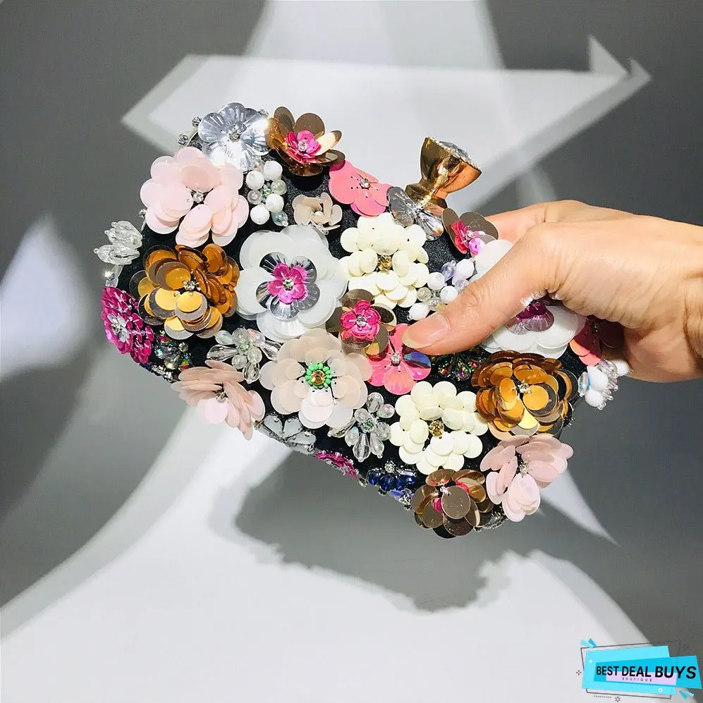 Lady Flower Beaded Banquet Party Clutch Bag Bag2107